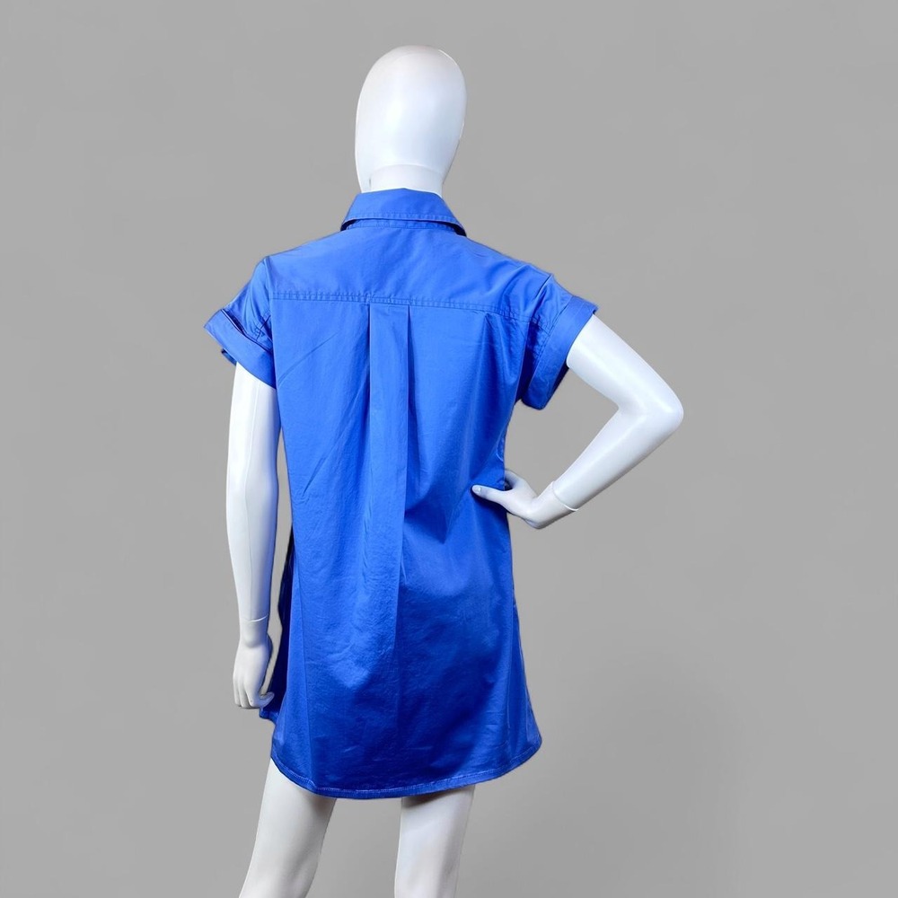 Banana‎ Republic Blue Shirt Dress Petite XS Utility Mini Cotton Stretch - Picture 3 of 8